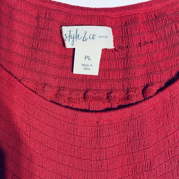 Style & Co Womens Red Top On Off Shoulder Petite L Like New♦️ - Picture 3 of 5
